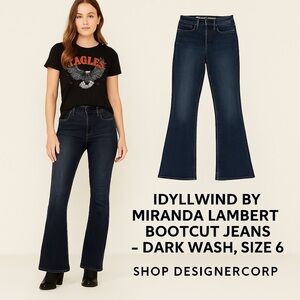Idyllwind by Miranda Lambert Bootcut Jeans,Dark Wash,Western Chic Denim, Size 6